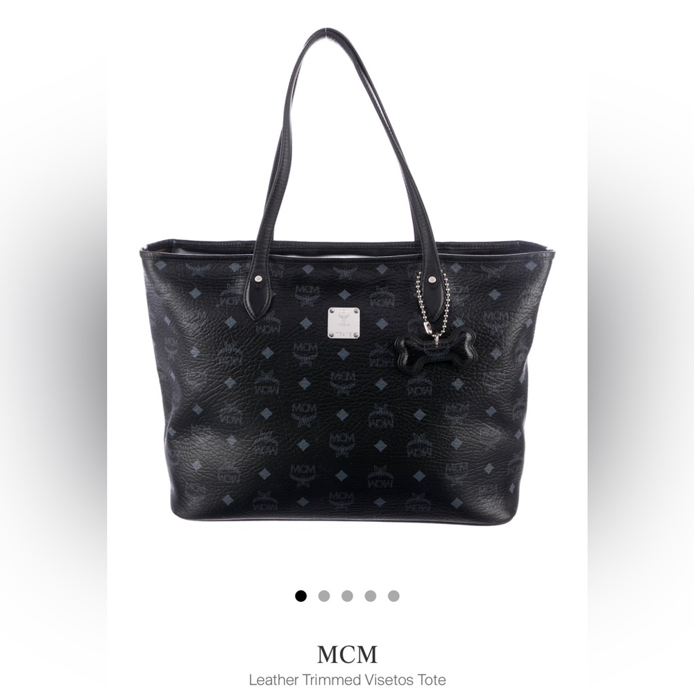 MCM Leather Trimmed Visetos Tote